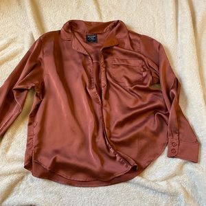 Abercrombie womens button up satin shirt